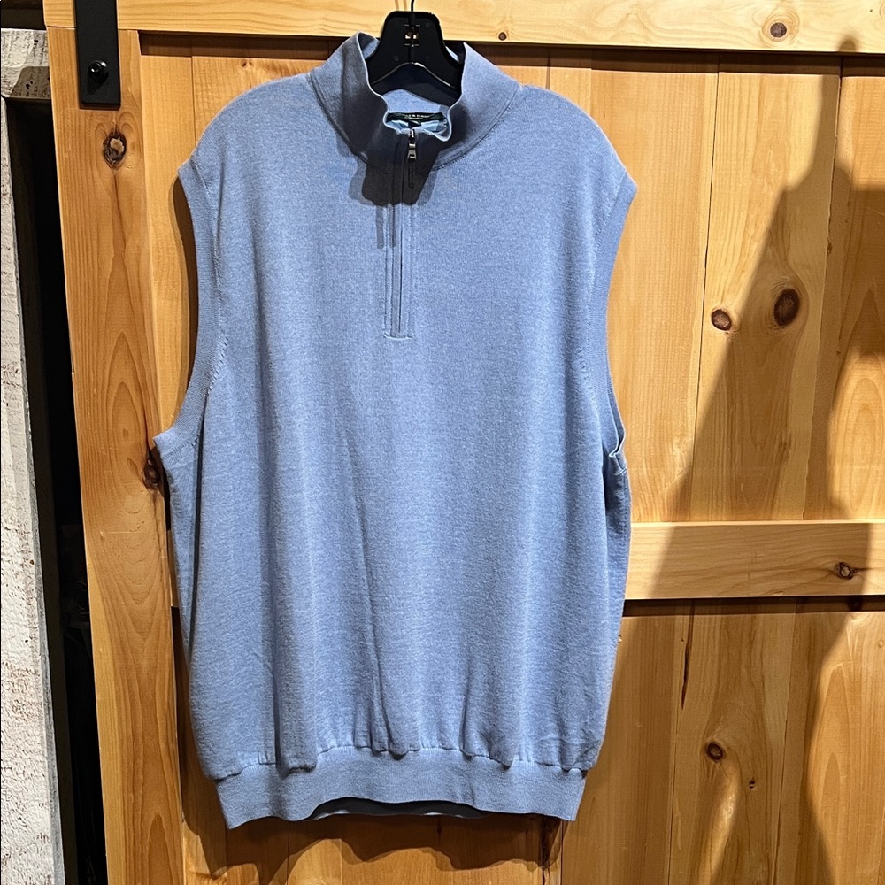 Fairway & Greene Men's Zip Up Blue Sweater Vest